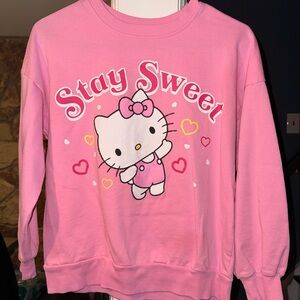 Hello Kitty Stay Sweet Sweatshirt Pink Girls XL 14-16 Sanrio Crewneck